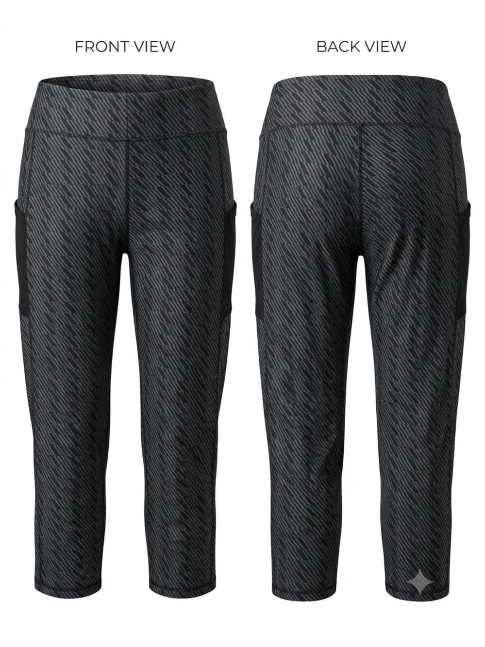 Sports Illustrated Women Geometric Print Athletic Capri Leggings w/Side Pockets